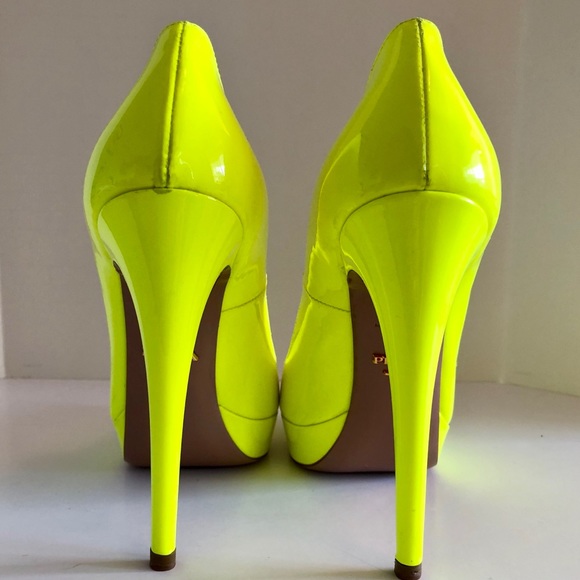 Prada Neon Yellow Open Toe Heels - Picture 5 of 5